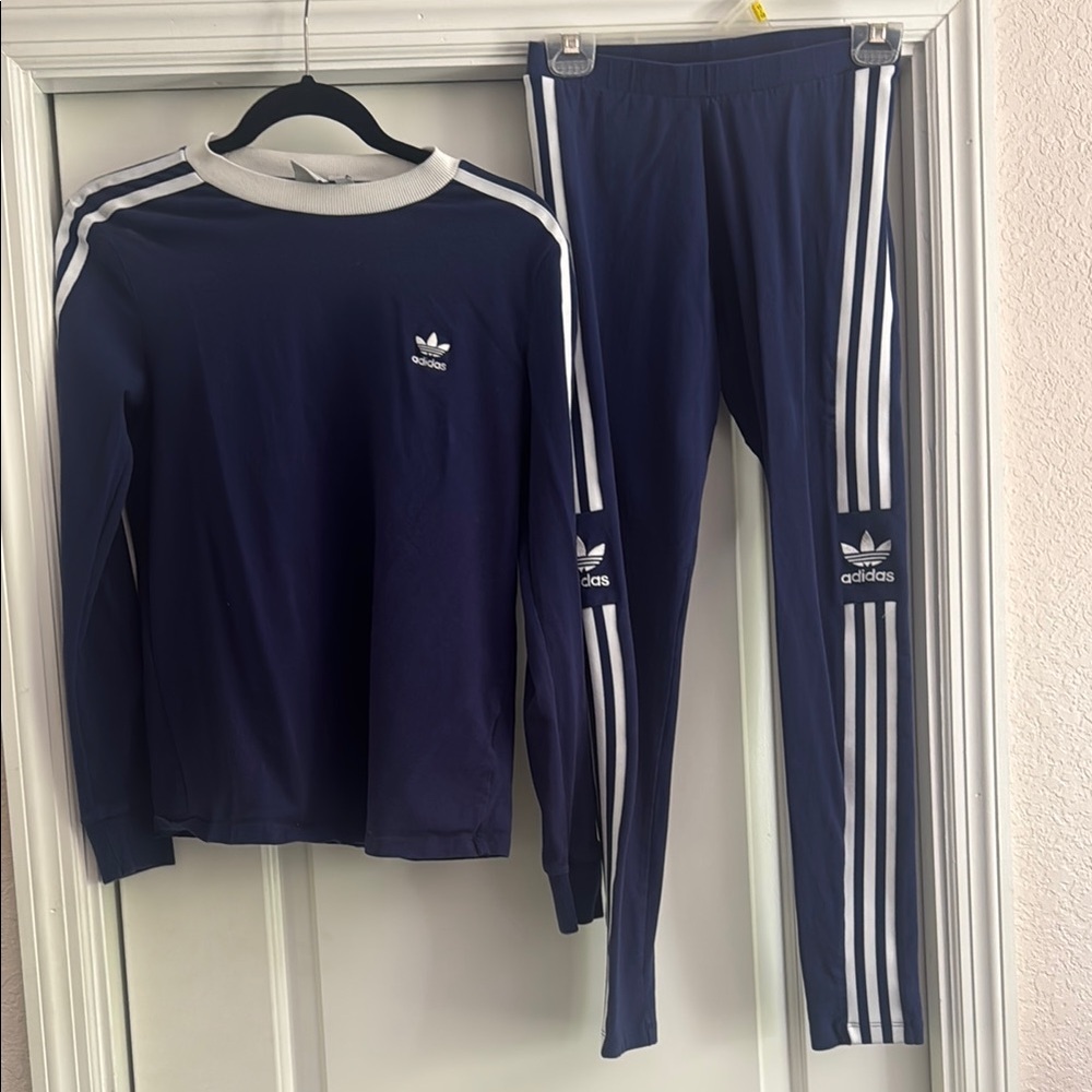 Adidas Dark Blue Tracksuit with White Accents